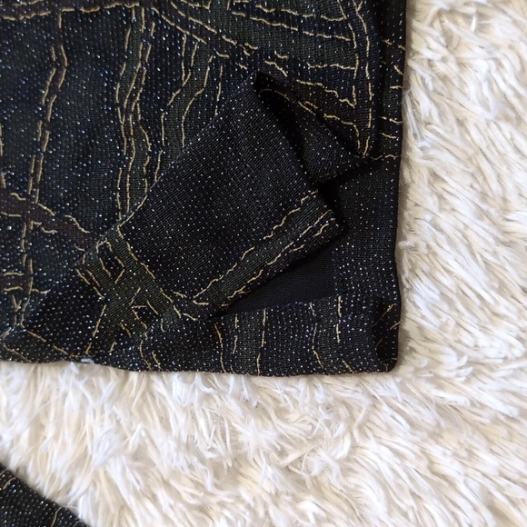 90s Chico's Sparkly Silver Vintage Olive & Black Abstract Top Size 1/Medium - Picture 5 of 10